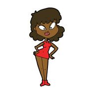 cartoon woman with hands on hips N152