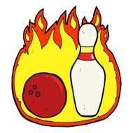 ten pin bowling cartoon symbol with fire N4