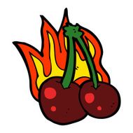 cartoon flaming cherries N4