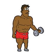 Cartoon Man Lifting Weights N19