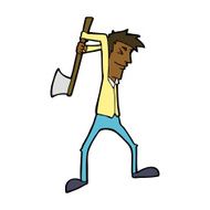cartoon man swinging axe N8