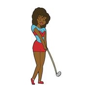 Cartoon Woman Playing Golf N17
