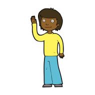 cartoon friendly boy waving N8