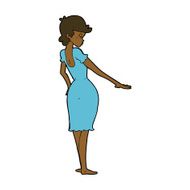 cartoon pretty woman looking at nails N7