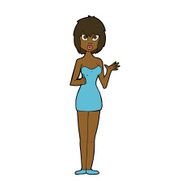 cartoon confused woman in cocktail dress N8