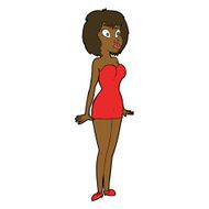 cartoon surprised woman in short dress N8
