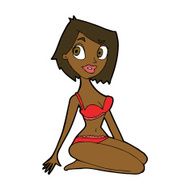cartoon pretty woman in underwear N5