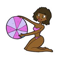 cartoon bikini girl with beach ball N7