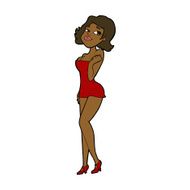 cartoon attractive woman in short dress N8