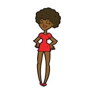 cartoon happy woman with hands on hips N13