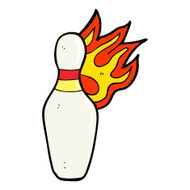 cartoon ten pin bowling skittle on fire N4