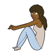 cartoon happy woman sitting N12