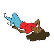 cartoon woman lying on floor N13