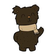cartoon waving black bear N39