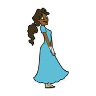 cartoon pretty woman in dress N36