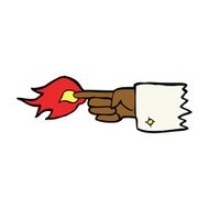 cartoon flaming pointing finger symbol N8