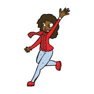 cartoon woman waving dressed for winter N8