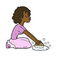 cartoon woman scrubbing floor N7