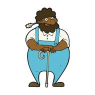 cartoon farmer leaning on walking stick N8