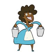 cartoon milkmaid carrying buckets N8