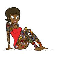 cartoon tattoo girl in swimsuit N6