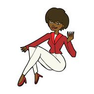cartoon businesswoman sitting N8