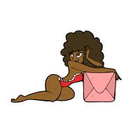 cartoon pin up woman with box N8