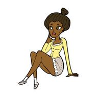 cartoon attractive woman sitting thinking N6