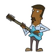 cartoon man playing electric guitar N13