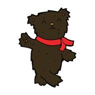 cartoon waving teddy black bear N4