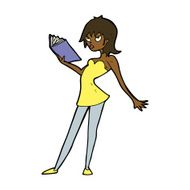 cartoon woman reading book N8