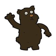 cartoon waving black bear N40