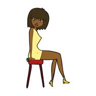 cartoon woman sitting on stool N15