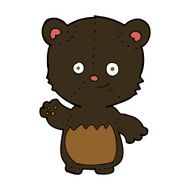 cartoon little black bear waving N4
