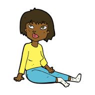 cartoon woman sitting on floor N7