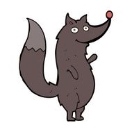 cartoon waving wolf N13
