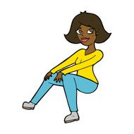 cartoon happy woman sitting N13
