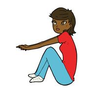 cartoon pretty girl sitting N7