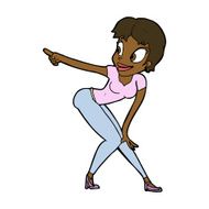 cartoon pretty woman pointing N28