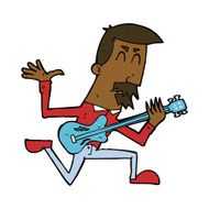 cartoon man playing electric guitar N14