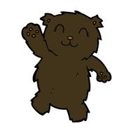 cartoon waving black bear N42