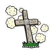 cartoon wooden cross grave N21