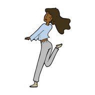 cartoon happy girl kicking out leg N7