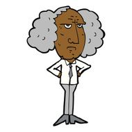 cartoon big hair lecturer man N4