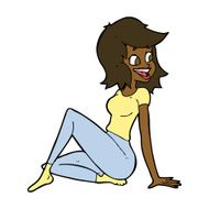 cartoon pretty woman looking happy N7