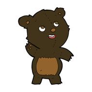 cartoon cute waving black bear teddy N4