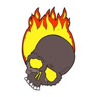 cartoon burning skull N12