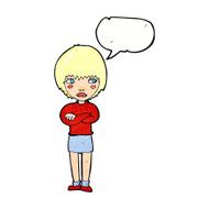 cartoon annoyed woman with speech bubble N218
