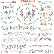 Doodle border frame decor &Ntilde;olored watercolor pencil sketched