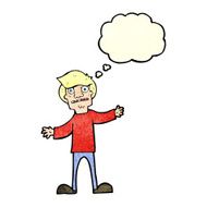 cartoon surprised man with thought bubble N149